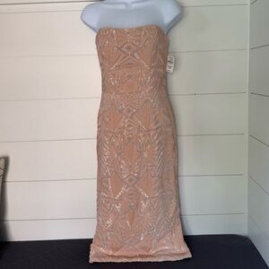 Dress the Population Strapless Beige/Pale Pink Dress, Women’s S